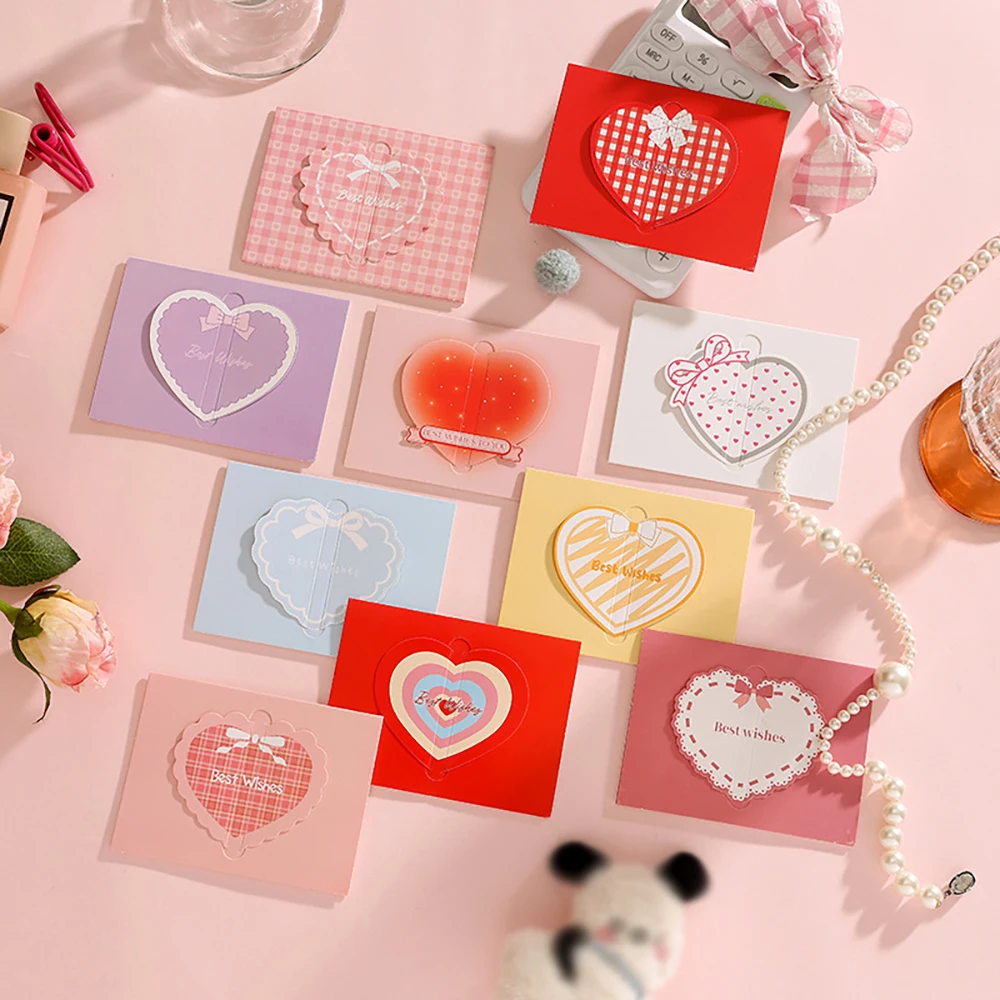 10 sheets Three fold Love 3D Cartoon Cute Creative DIY Birthday Card Valentine's Day Mother's Day