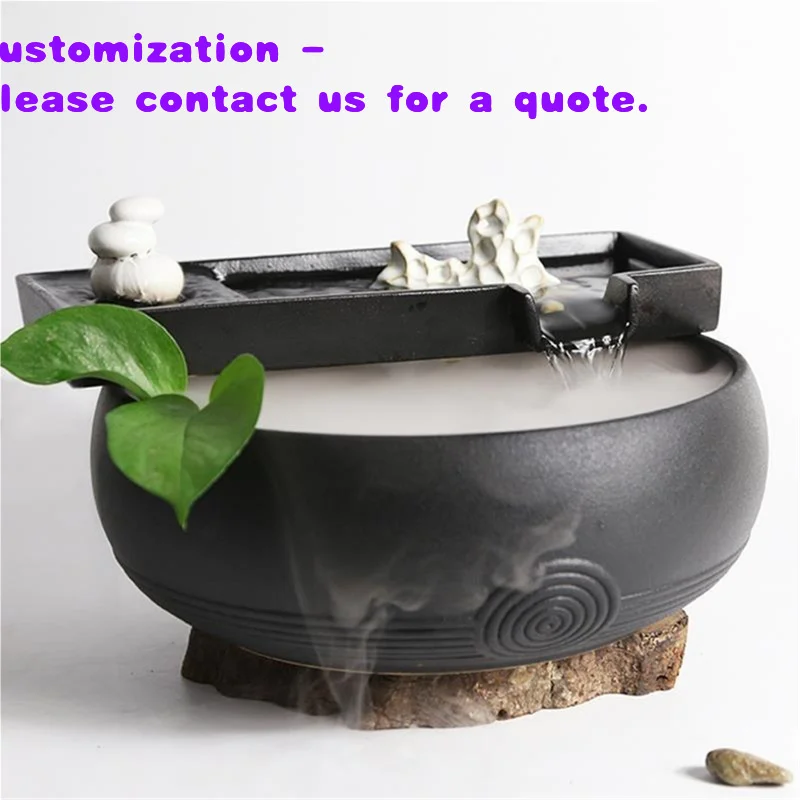 custom.Ceramic Glazed Tabletop Fountain Circulating Office Living Room Decoration Home Decor Ornaments Housewarming