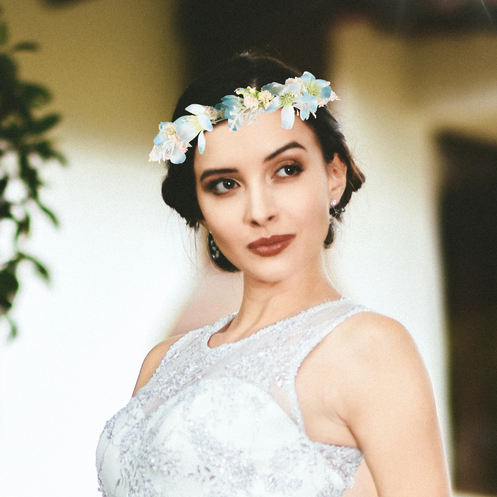 

Floral Hair Band Wedding Headpiece Crown Festival Flower Girl Silk Cloth Women Hair Decor Bride Accessories Bohemian Style