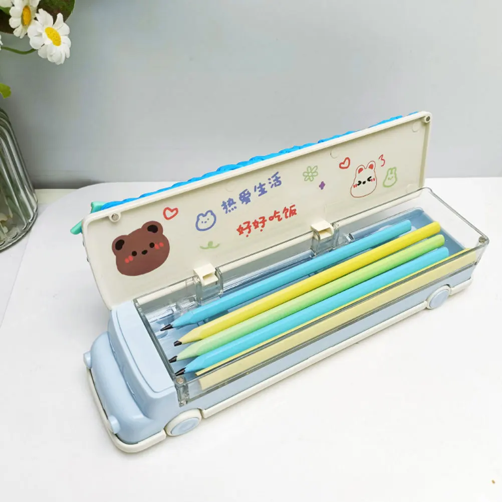 

Hard Plastic Double Layer Large Capacity School Stationery Organizer Marker Envelope Holder