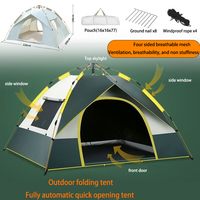 Outdoor Folding Tent Fully Automatic Quick Opening Tent 3-4 Person Self Driving Camping Tent Rain Proof Sun Proof Portable