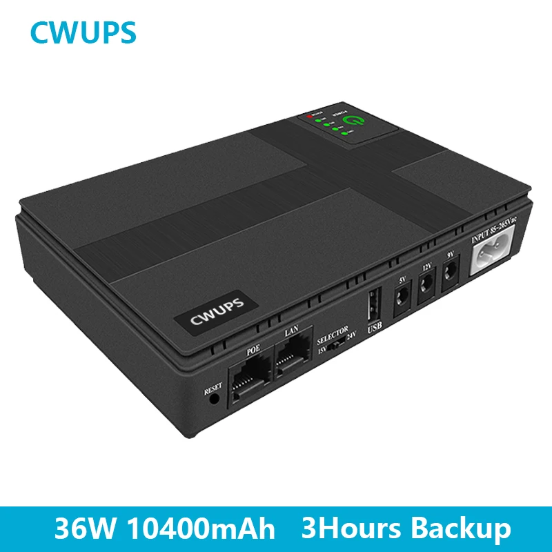 

Mini UPS DC 36W 10400mAh Power Bank Emergency Supply UPS POE Backup 9V Nobreak Battery Portable UPS For Router Modem Camera