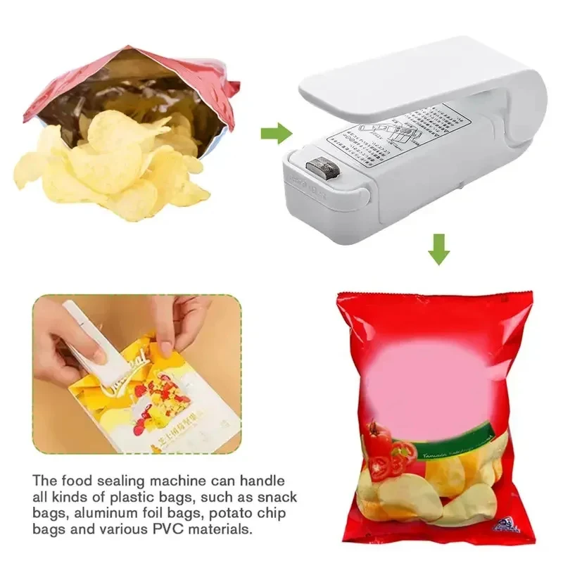 1/2/3/4pcs Kitchen Gadgets Heat Bag Packaging Sealer Portable Plastic Bag Clip Sealing Machine Food Storage Seal Snack Sealing