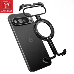 Oatsbasf Phone Case for Google Pixel 9 / 9Pro XL 9 Pro Flod Frameless Case w/ Magsafe Kickstand Magnetic Holder Protective Cover