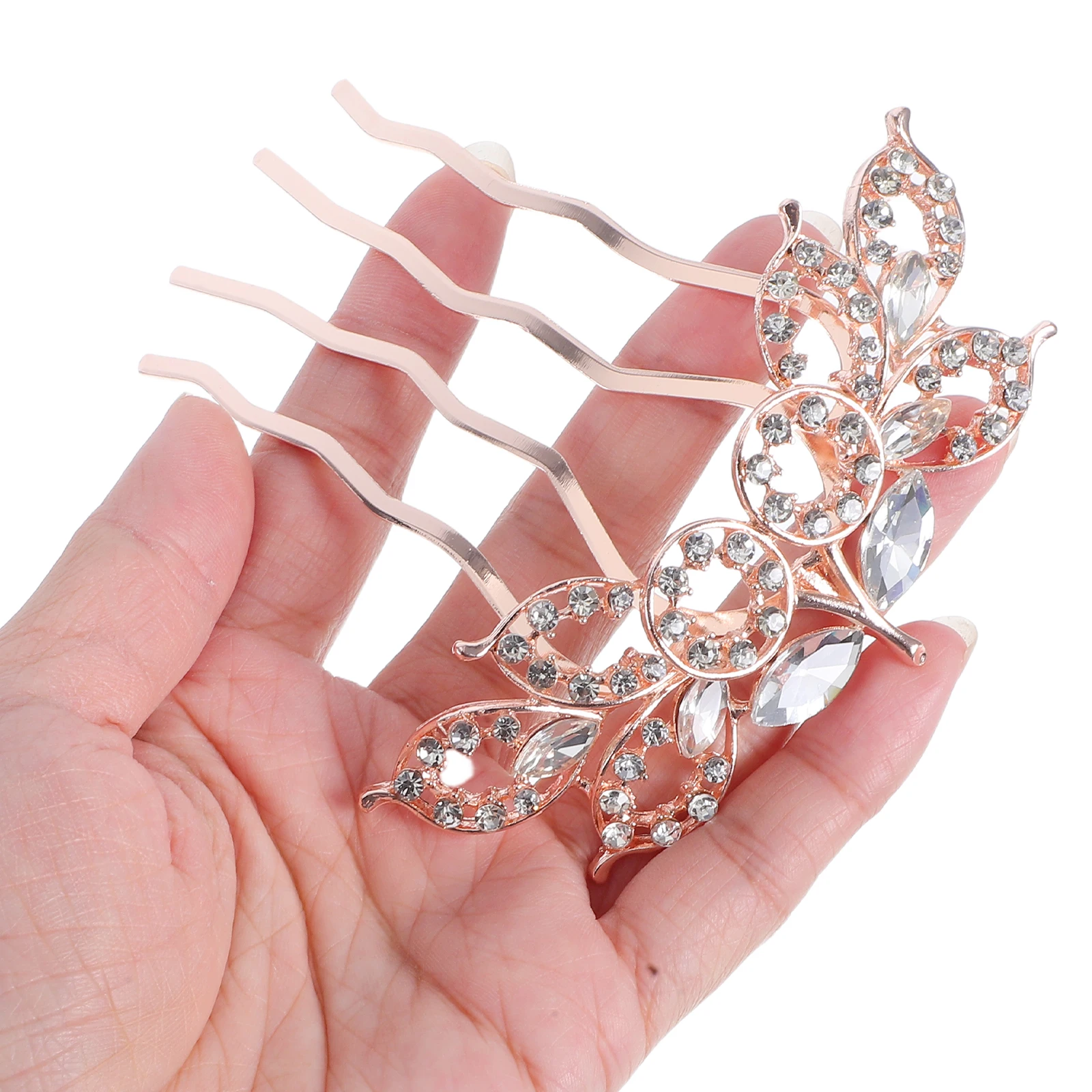 

Comb Hair Accessories Crown Decorative Diamond Chinese Style Clip Rose Gold Ancient Hairpin Child