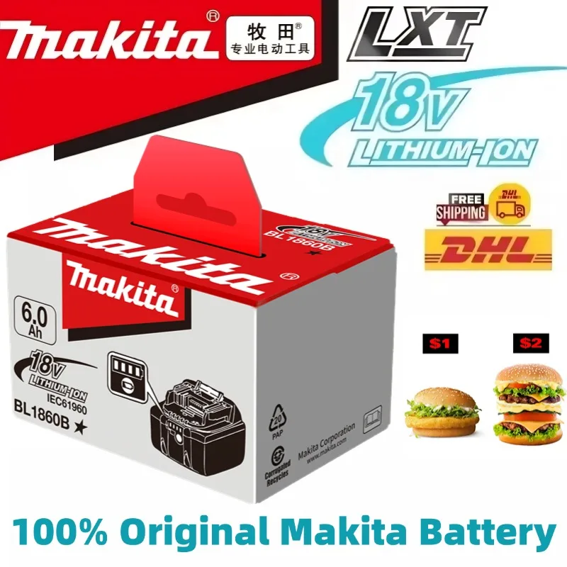

100% Original Makita 6Ah for Makita 18V Battery BL1840 BL1830B BL1850B BL1850 BL1860 BL1815 Replacement Lithium Battery