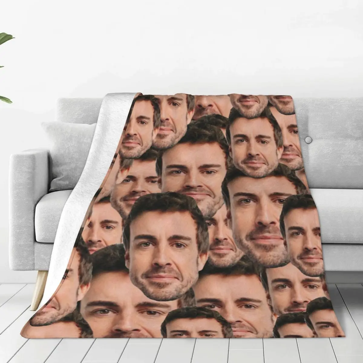 Fernando Alonso Head Blanket Fleece Textile Decor Funny Cozy Ultra-Soft Throw Blanket for Sofa Travel Bedspread