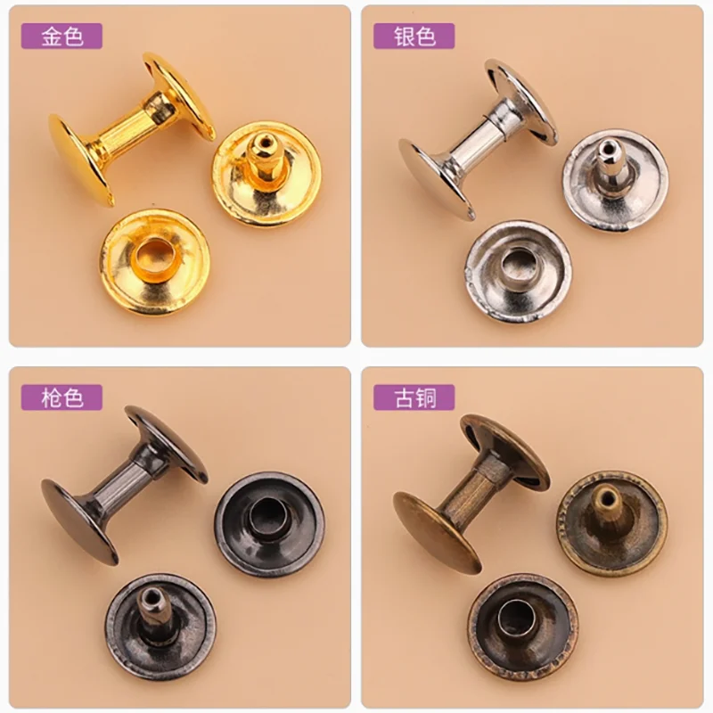 6 ミリメートル 7 ミリメートル 8 ミリメートル 9 ミリメートル 10 ミリメートル 12 ミリメートル金属ダブルキャップリベットスタッド金属ラウンド釘頭スパイク革細工 DIY