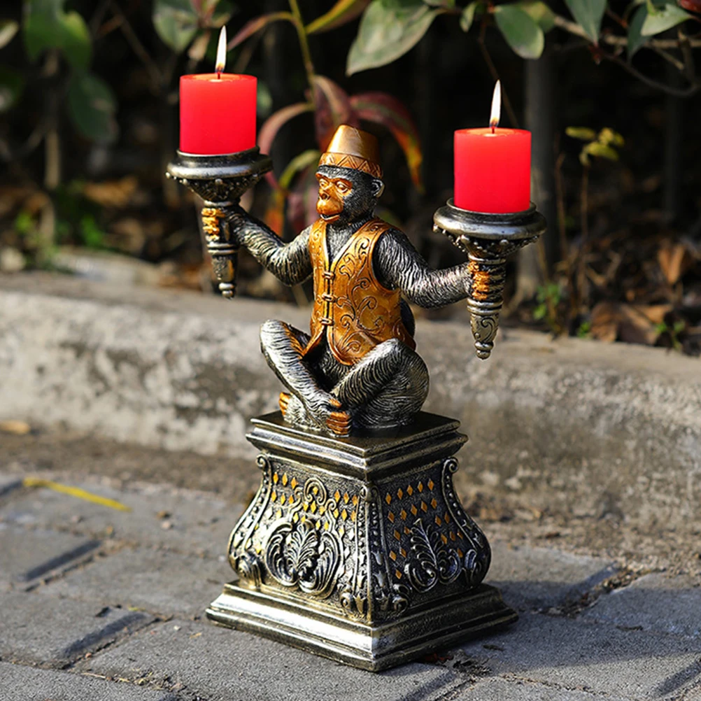 

Resin Monkey C Holder Retro Religious Sculpture Compact Size Stable Placement Tea Home Decor