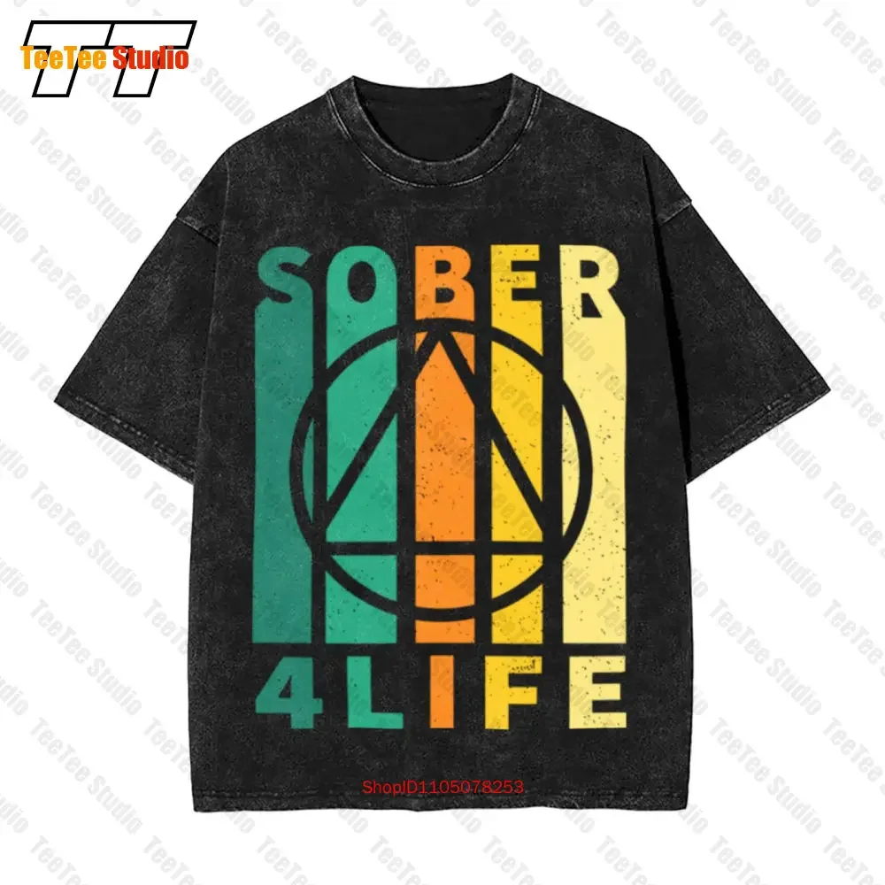 Sober Four Life Aa Na Sobriety Recovery Anniversary Vintage Oversized T-Shirt 2L8J