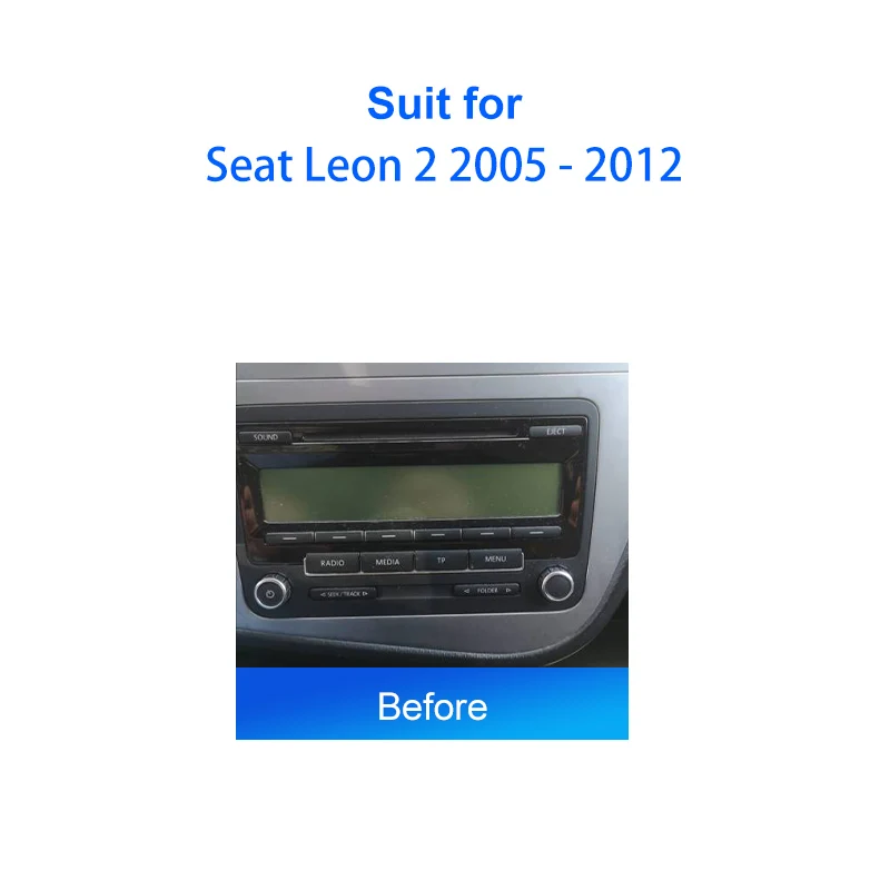 Radio de coche para Seat Leon 2 2005 - 2012 Android 2 Din Kit de marco de placa frontal de bisel de montaje estéreo