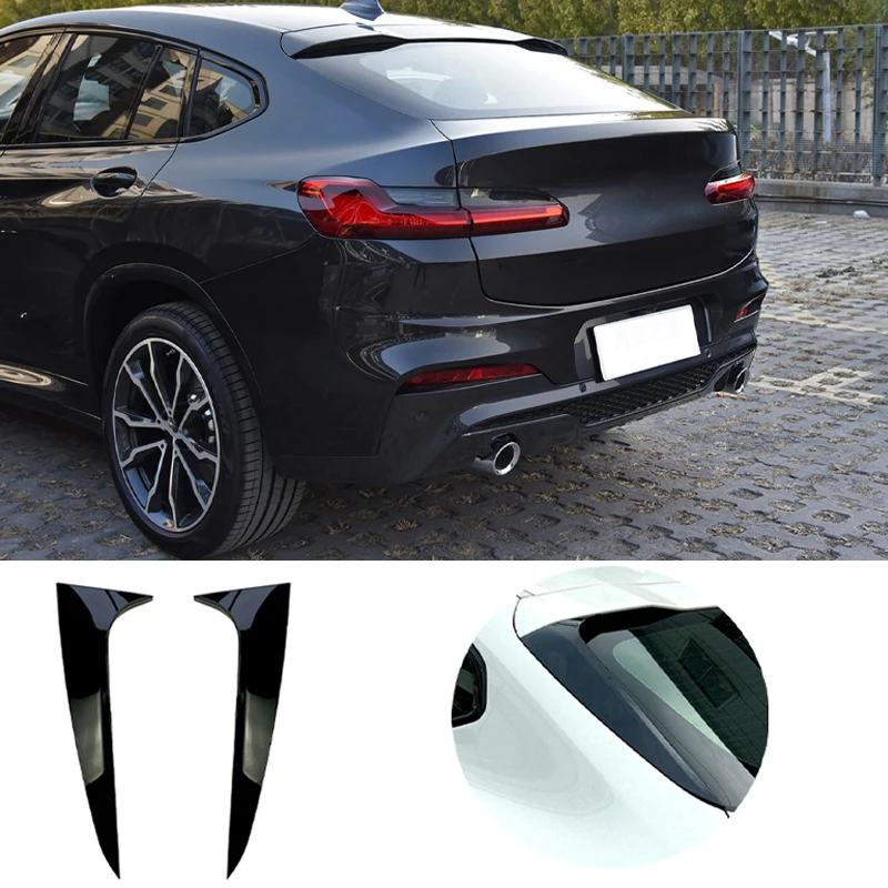 Car Rear Window Side Spoiler Rear Side Spoiler Canard Splitter For BMW X4 G02 ABS Gloss Black Auto Replacement Parts 2019-2022