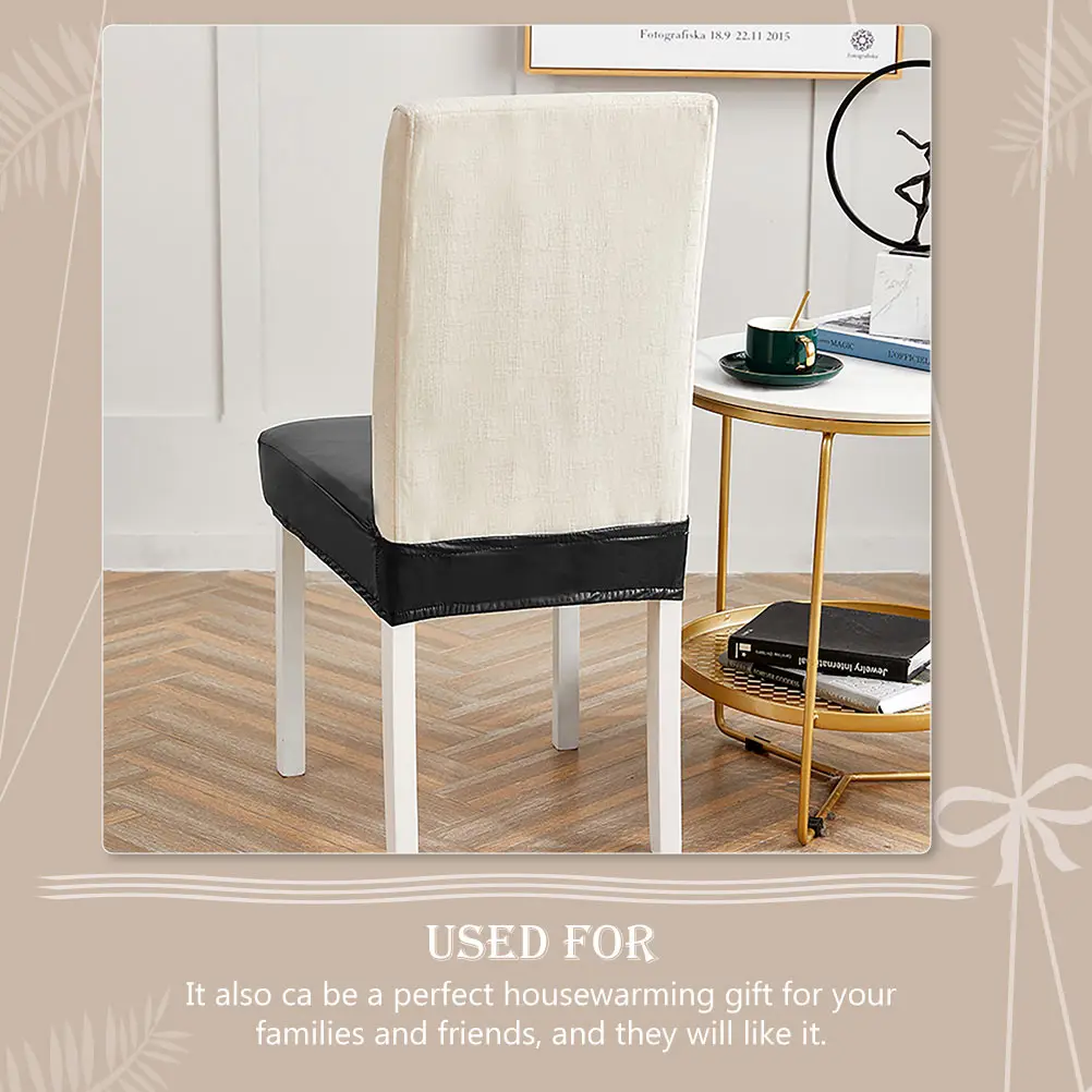

Seat Cover Anti-slip Chair Protector Slipcovers Protective Case Black Pu Elastic Cloth
