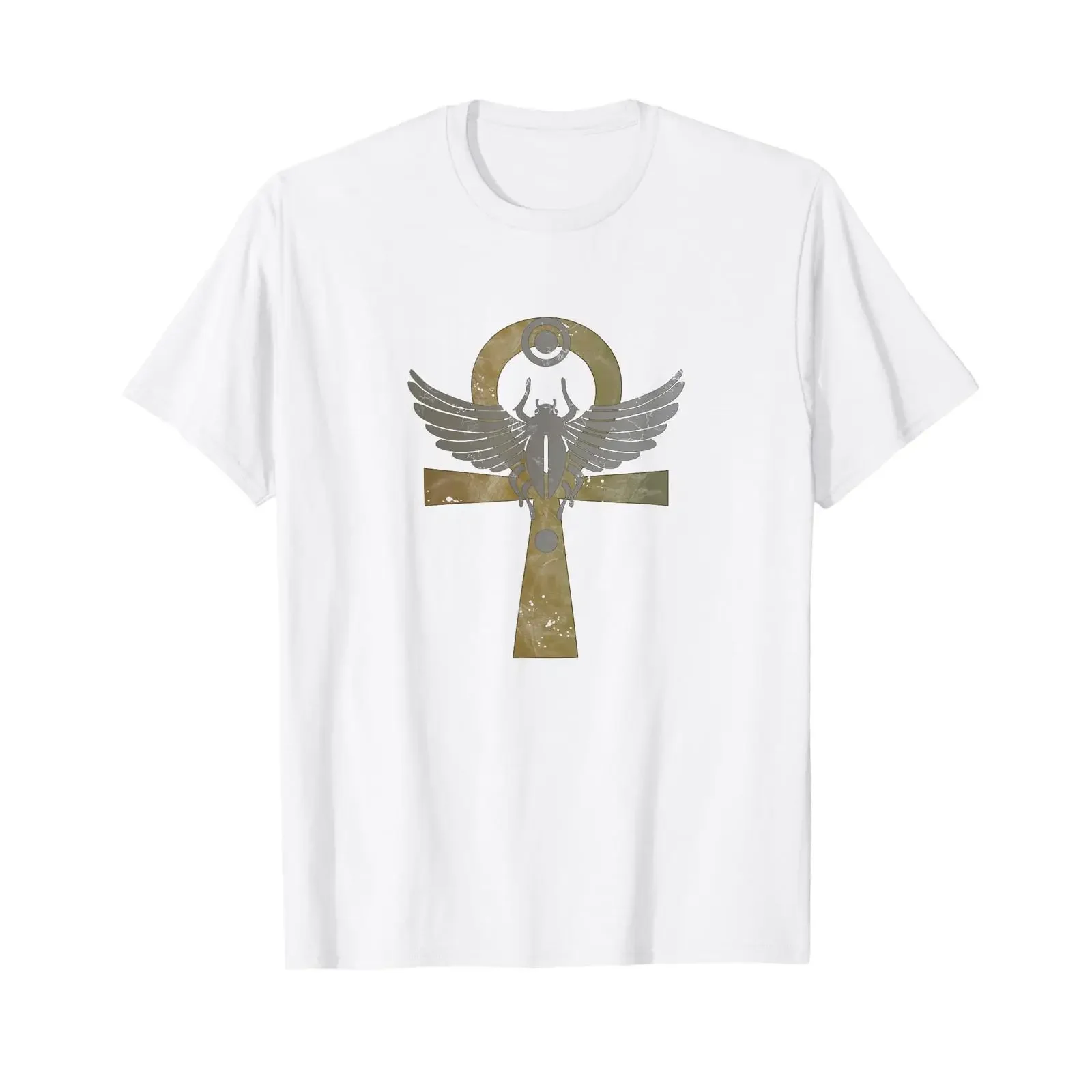 Ankh Key of Life Egyptian Scarab Beetles Ancient Hieroglyph T Shirt vintage Washed Stretched designer clothes Slightly