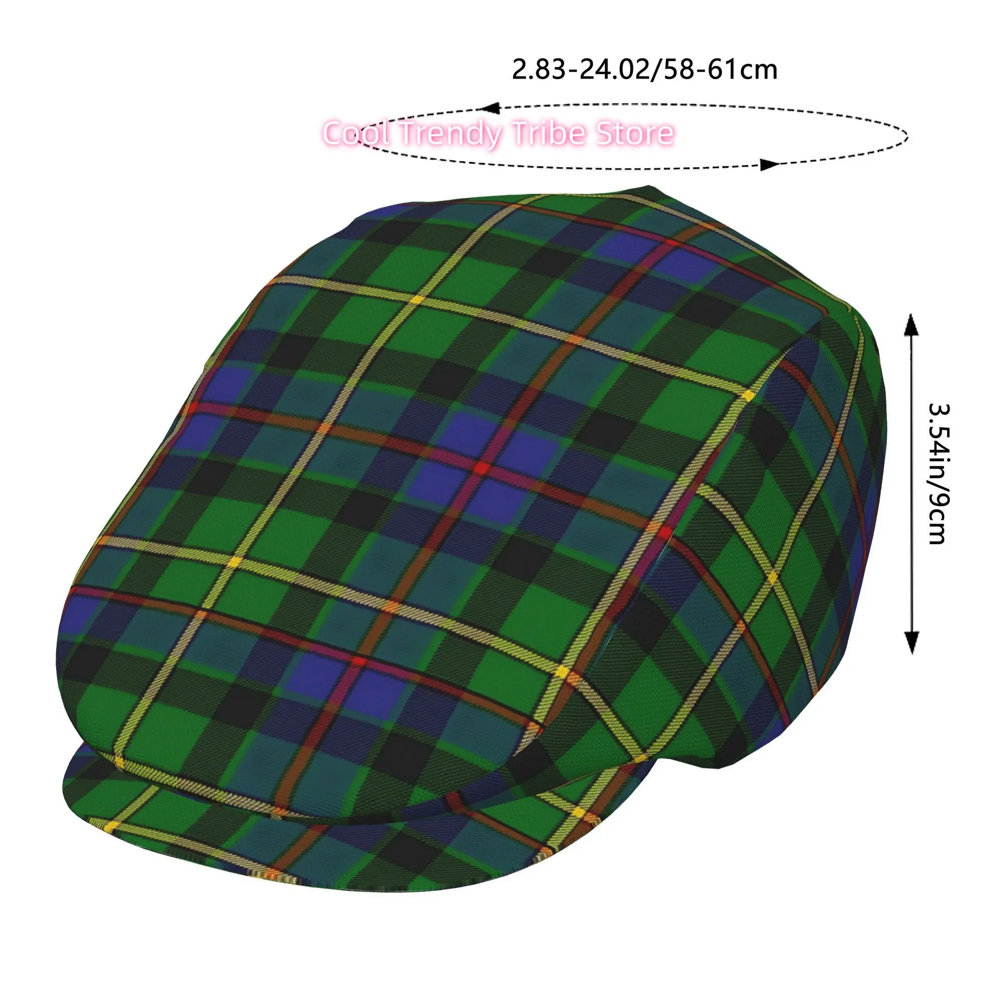 2D Flat - 1pc of Clan Tait Tartan Beret with an All-Over Print, a Vintage Newsboy Cap That Is Unisex, Essential for Outdoor Leis