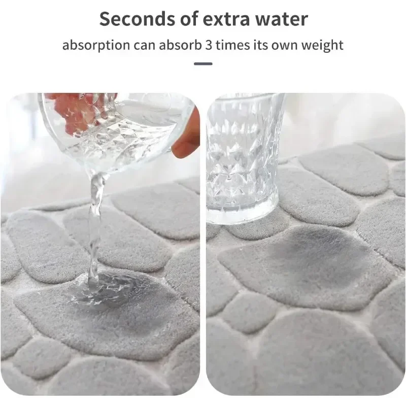 Espuma de memória gravado veludo tapete, Casa de banho Sala antiderrapante Mat, Tapete Cobblestone Piso, Móveis para casa, 1Pc