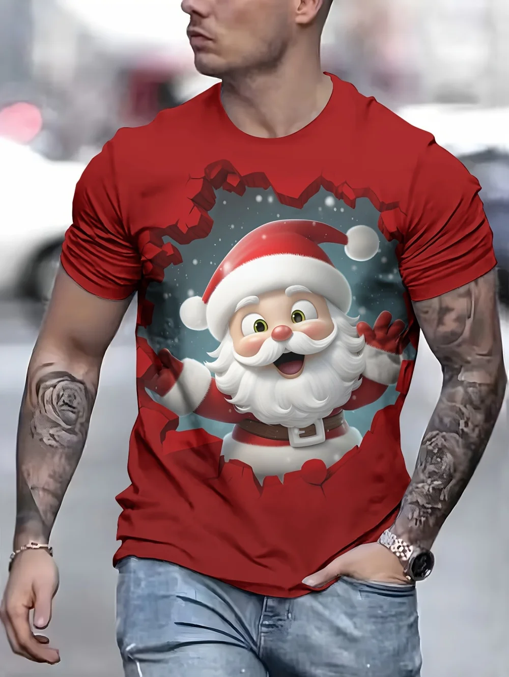 

Funny Christmas T-Shirts Santa Claus Graphic T-Shirt Party Fashion O-Neck Men's Short Sleeve Top Casual Oversized Men's Clothing