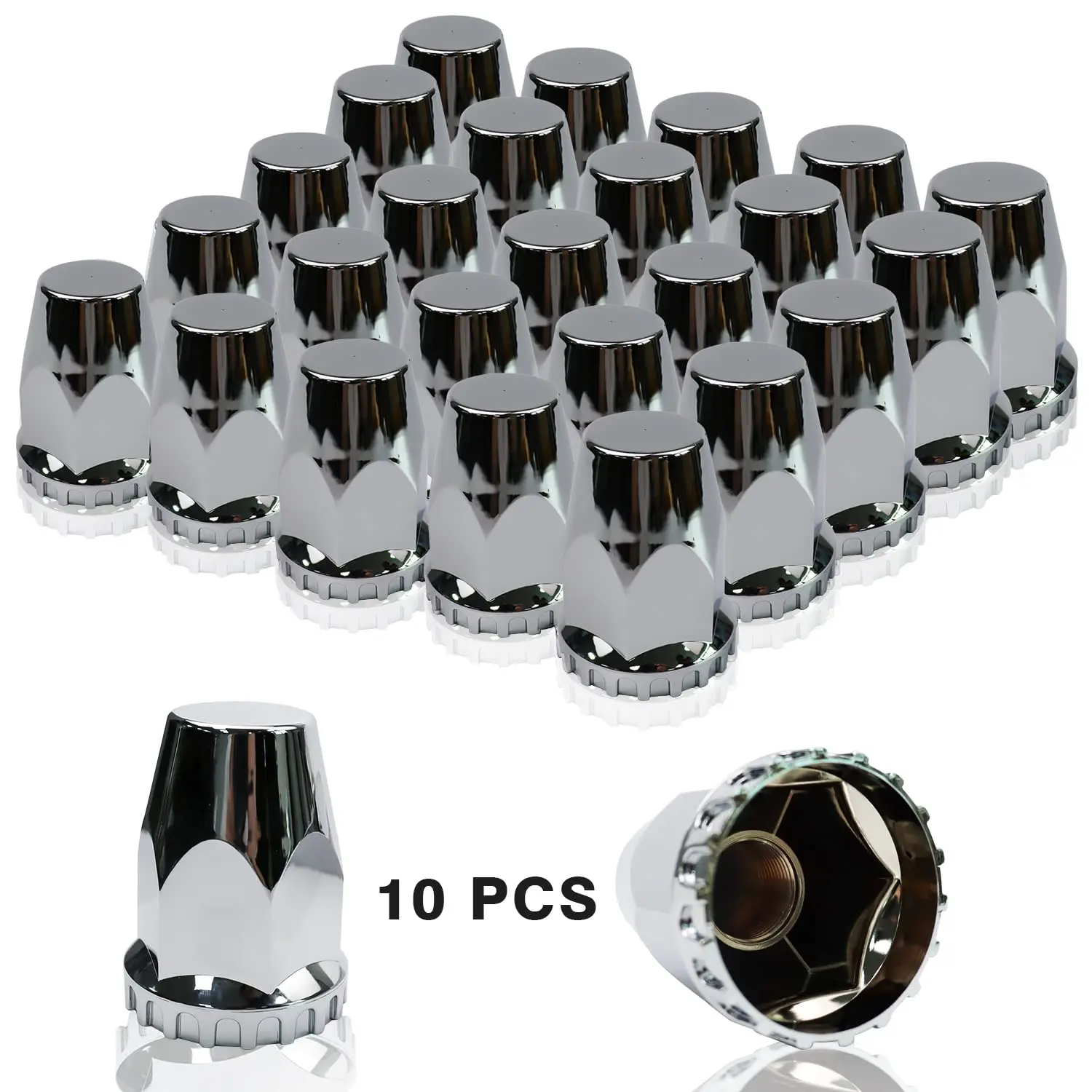 20 PCS ABS Chrome Plastic 33 mm by 2-7/8 inch Thread-on Standard Lug Nut Covers for Semi Trucks fit Hub Piloted Wheels