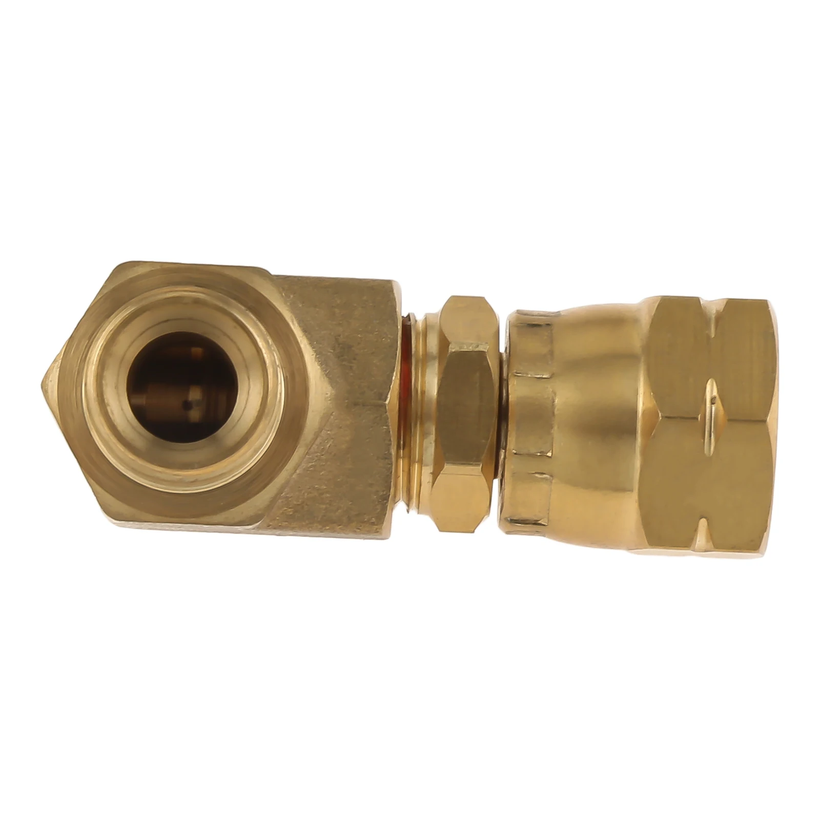2 stuks gasverbindingshoek, 1/4 inch links, 90 graden messing
