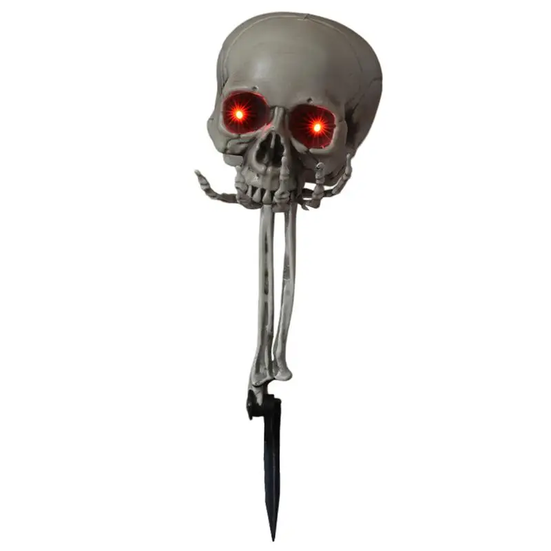 

Skull Garden Stake Garden Graveyard Party Supplies Waterproof Garden Lawn Decor Halloween Glowing Scary Stake Built-in Led