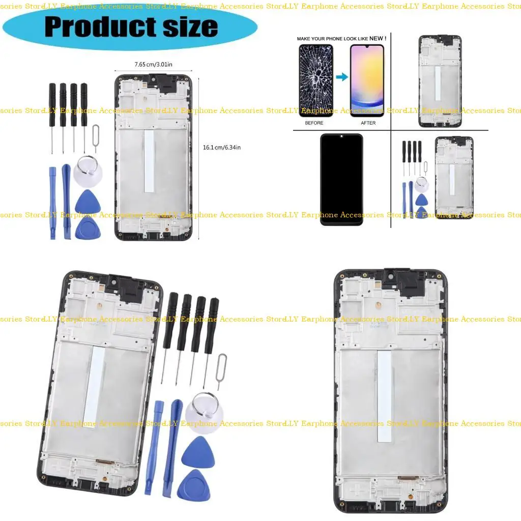 

462E LCD Display Full Assembly with Frame LCD Digitizer for A25 LCD Screen and Digitizer Replacement Accessory