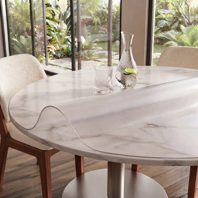 125/128/135cm Frosted PVC Round Table Cloth 0.7mm Thick Waterproof Oilproof Desk Protector Semi-transparent Cover Pad
