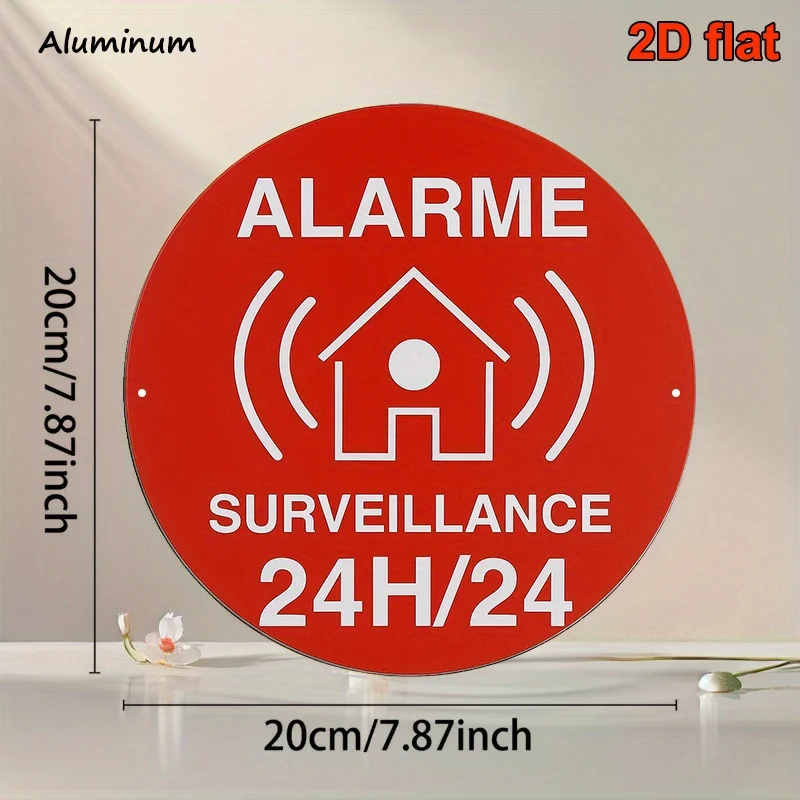 2D Flat, 1pc Round French Aluminum Sign, 