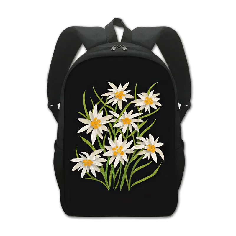 Edelweiss-mochila con estampado de flores para adolescentes, niños y niñas, mochilas escolares de mariposa bonita, mochila de día para niños