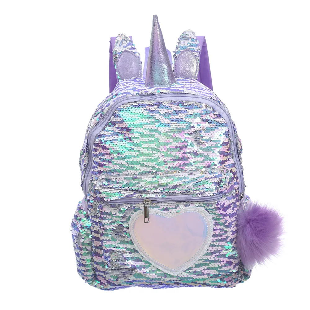 Unicorn Sequin Backpack Cartoon School Bag School Bookbag Large Capacity Book Food Storage Double Shoulder Backpack Travel Bag