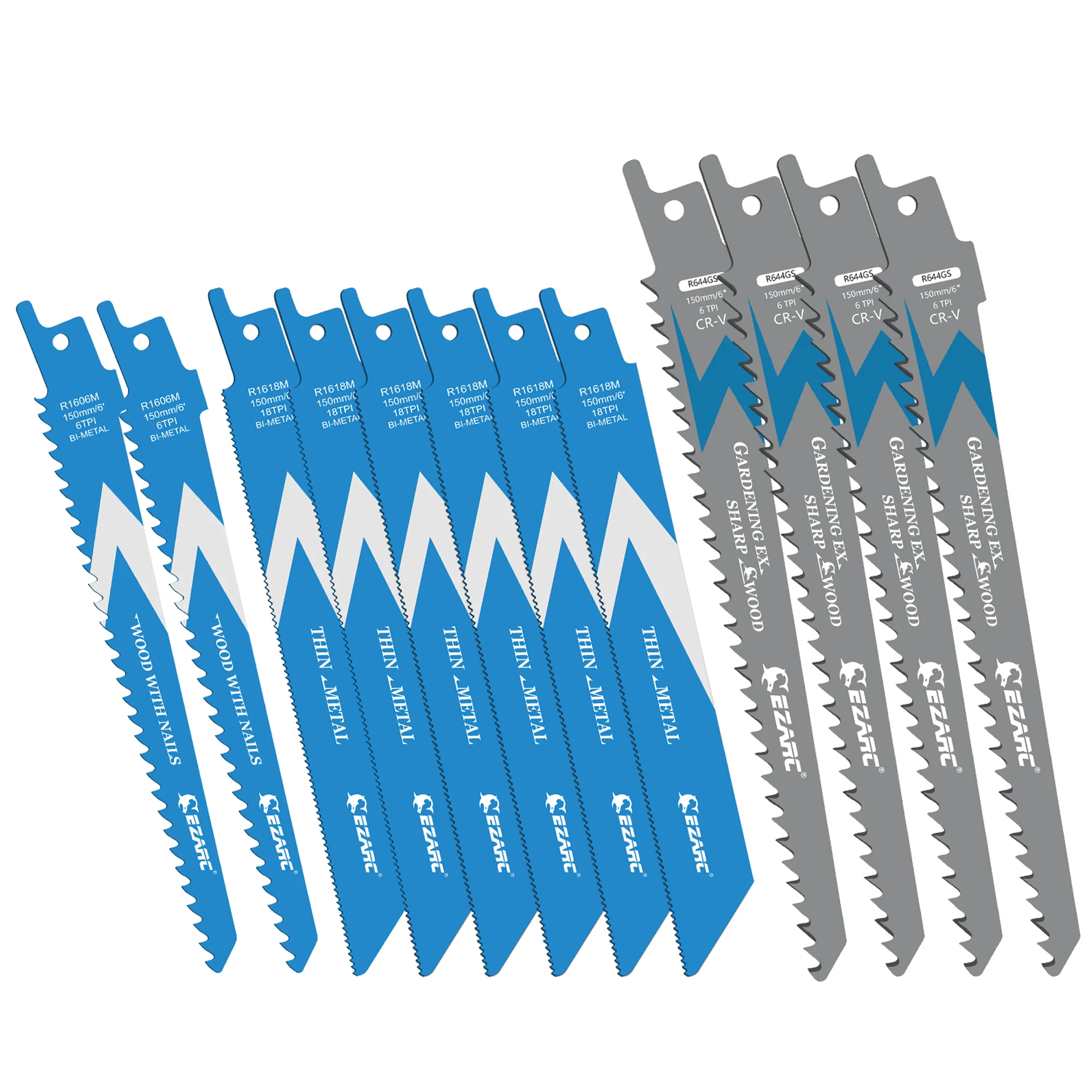 EZARC Allzweck-Säbelsägeblätter für Metall & Holz, 12-teiliges Bi-Metall Universal Multitool Säbelsägeblätter-Set