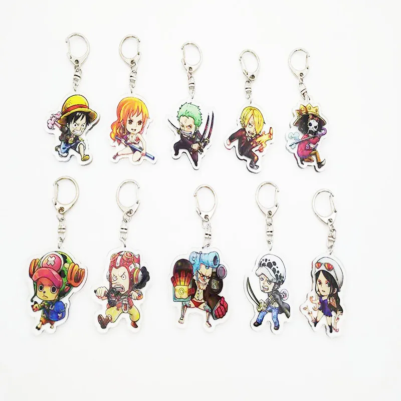 One Piece Luffy Merchandise Acrylic Figure Display Keychain Friends Girl Gift Cute Accessories Ornaments Q Version Key Ring