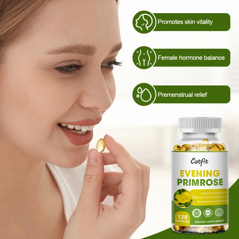 Catfit Natural Evening Primrose Oil Capsule Healthy Skin Reducing cholesterol & Alleviating Cerebral thrombosis