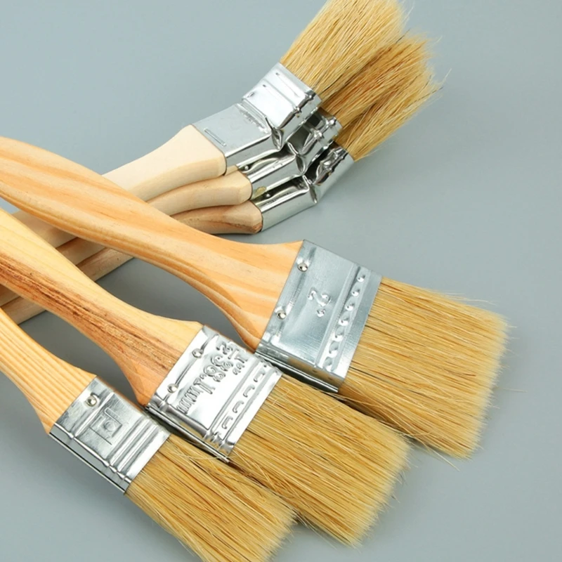 

Flat Paint Brushes Wooden Handle Trim Paintbrush Stain Cleaner Brush for Artist