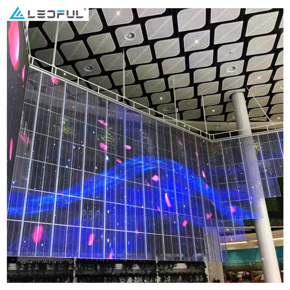 High Brightness P2.6 P3.91 Curtain Shop Window Glass TV LED Panels Mesh Display Transparent LED Screen