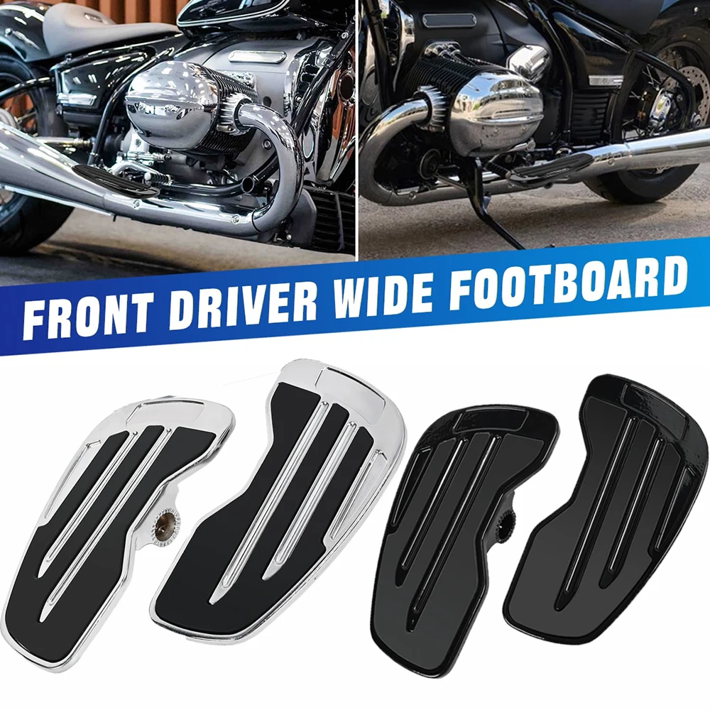 

1Pair Motorcycle Front Driver Wide Rider Foot Rest Pedal Footboard Wide Footrest Chrome Black For BMW R18 Classic 100 Years