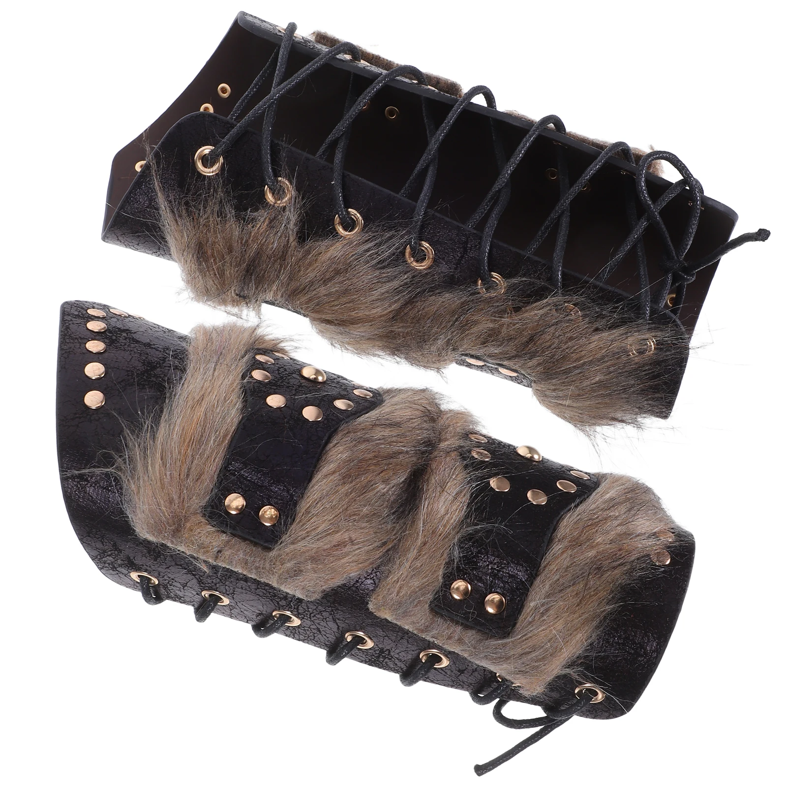

2pcs Medieval Fake Bracers Cuff Wristband Costumes Renaissance Accessories For Men Women Light Brown