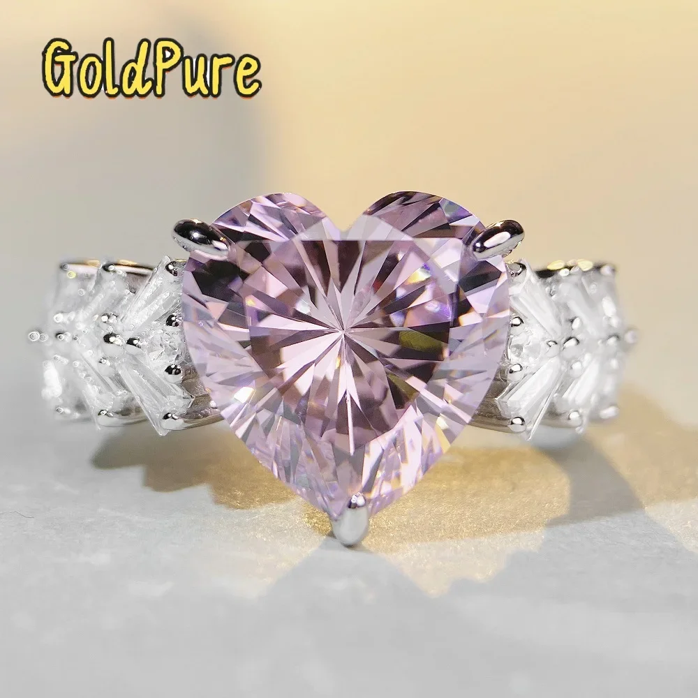 

Роскошное женское кольцо Goldpure из цельной платины PT950 в форме сердца с бриллиантом и муассанитом