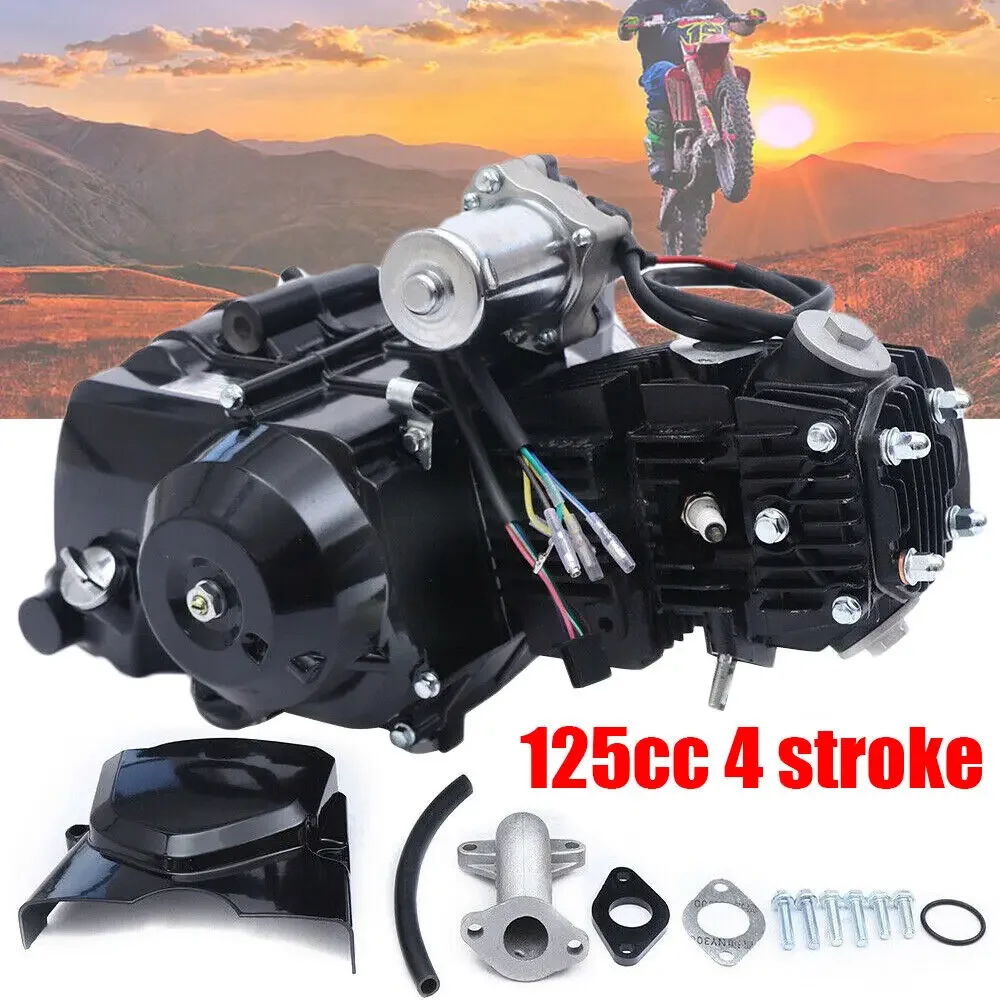 125CC 4 Stroke ATV Engine Kit Motor with Reverse Electric Start and Air Cooling CDI System For ATVs GO Karts