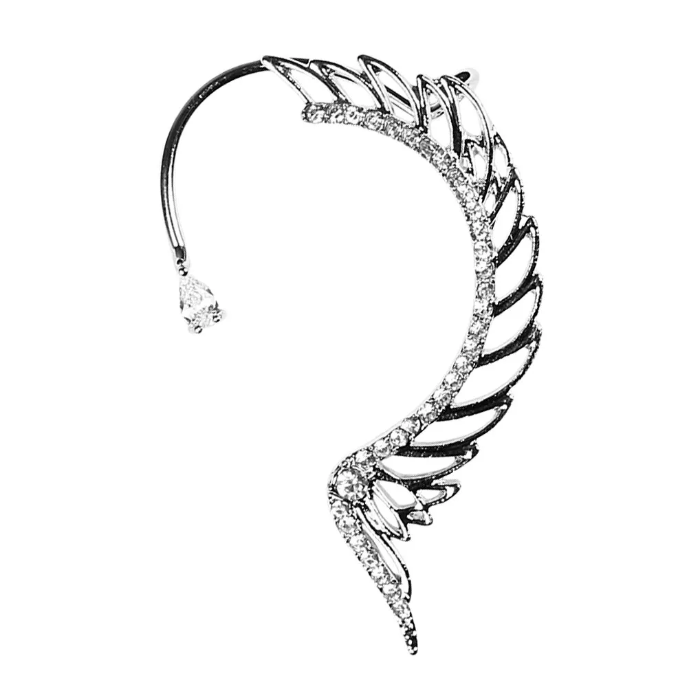 Angel Wing No Piercing Ear Cuff Earrings Crystal Rhinestone Ear Clip Jewelry Wrap Clip for Party Wedding No Piercing Earrings