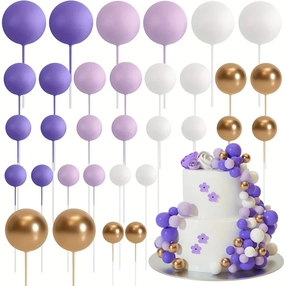 20/30 Stück Kuchenbälle Dekoration vergoldet schwarz alles Gute zum Geburtstag Schaumstoffball Kuchenaufkleber Party Muttertag Dekor DIY Hochzeitsdekoration – Detail 12