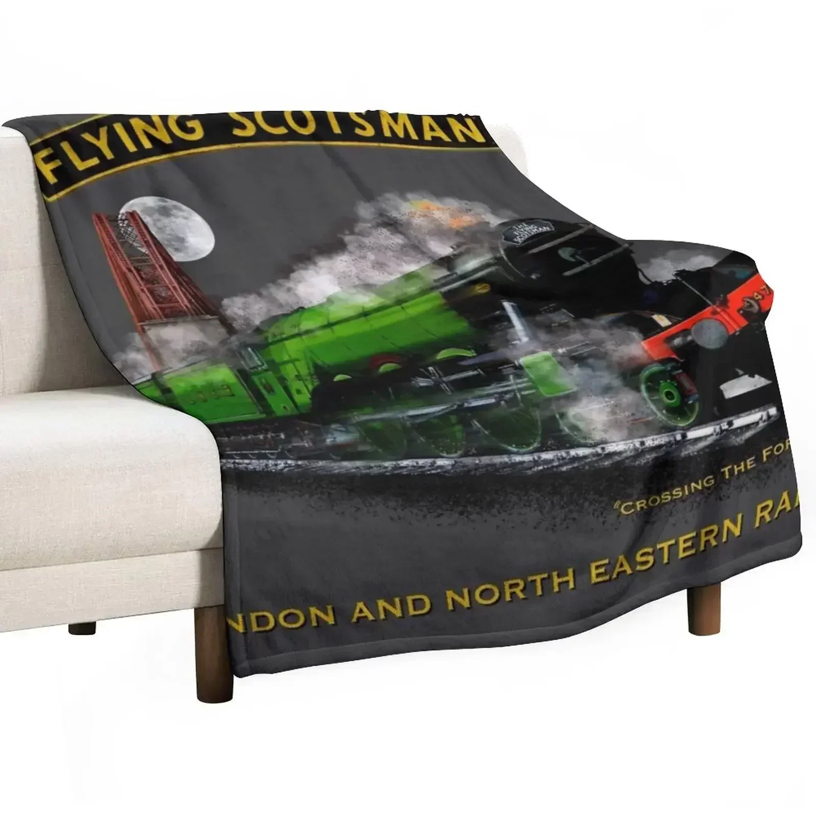 The Legendary flying Scotsman over the Forth Steam Train by Motormaniac Throw Blanket Winter beds Sofa Furrys Blankets