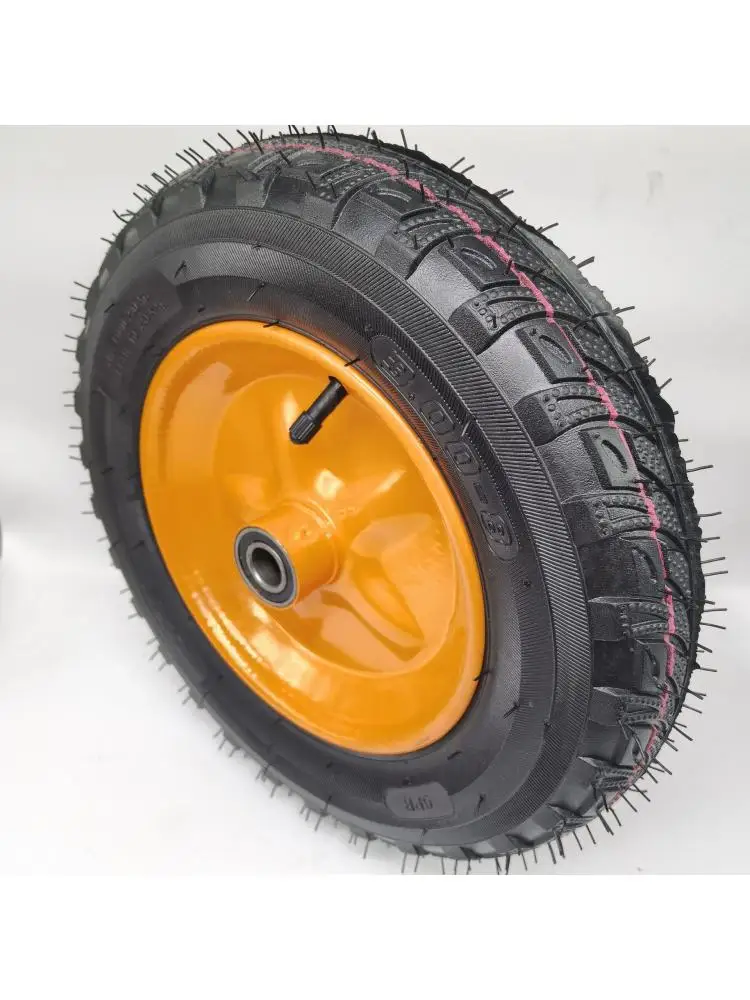 1 Pc Packing 300-8 Pneumatic Tire 14 Inch Trolley Tiger Car Wheel Two Axle Construction Site Steel Plate Rubber