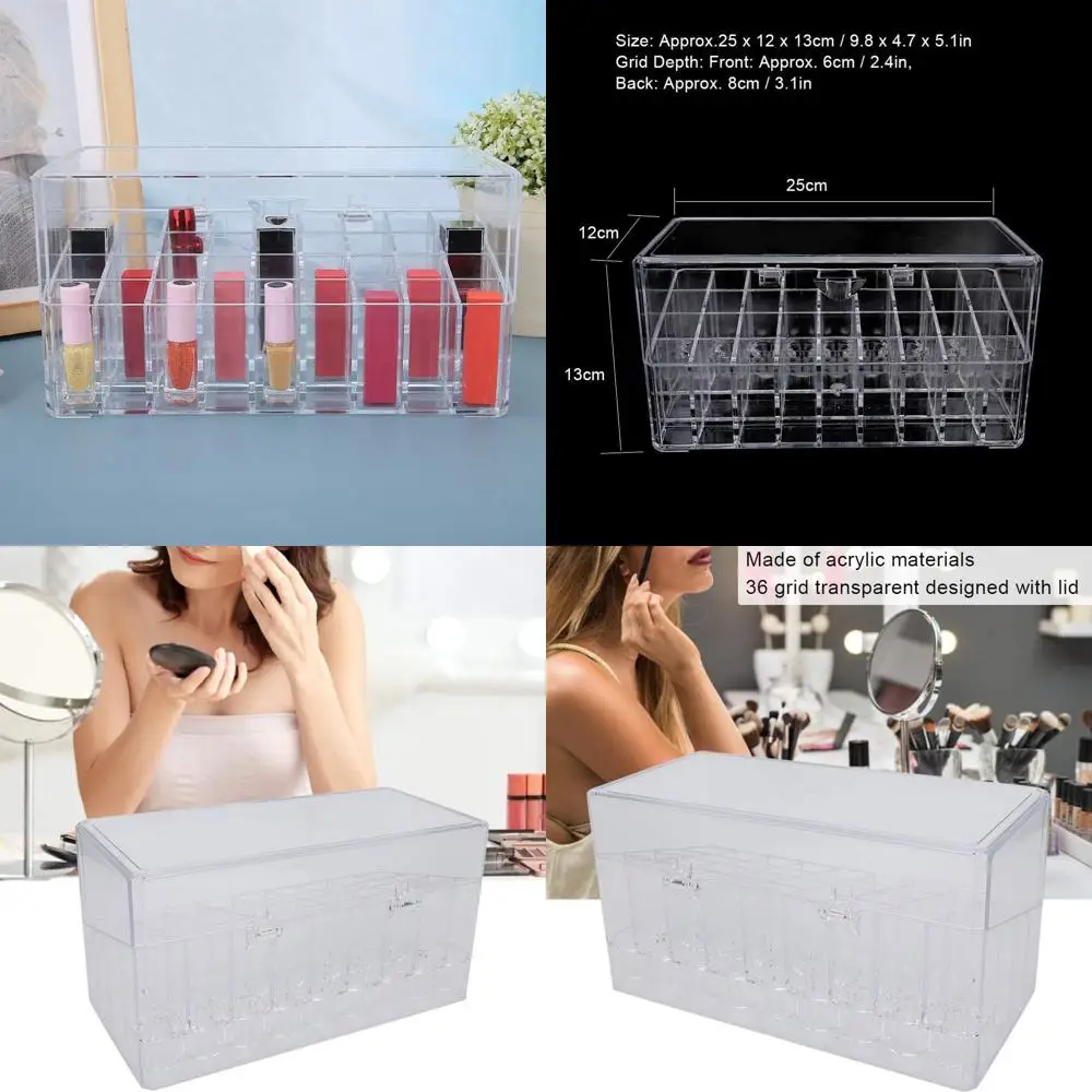 

Acrylic Lipstick Organizer with Dustproof Lid, Ideal for Lipsticks and Earrings Storage