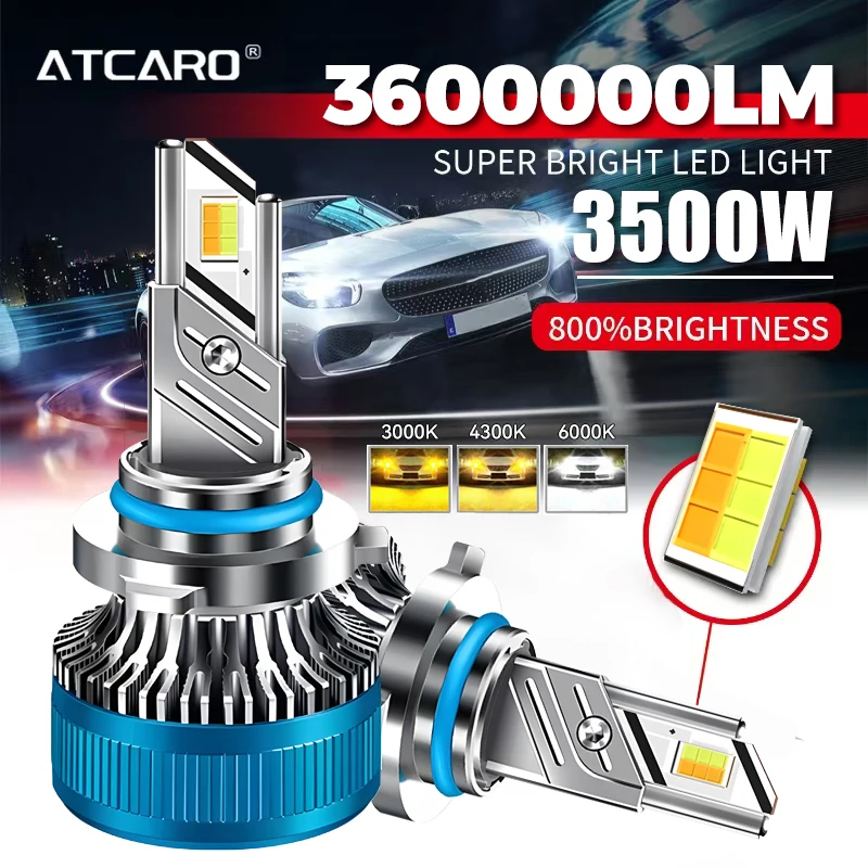 

ATCARO 3600000LM H7 LED Canbus Car Headlight Super HB4 H11 H4 H1 9012 HB3 9005 9006 Lights Plug-N-Play Bulbs 3500W Auto Lamp