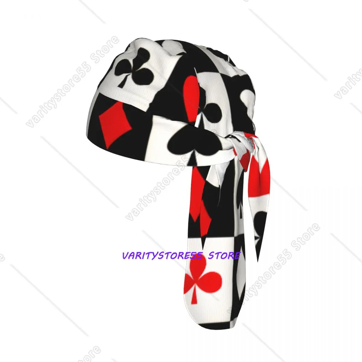 

Cycling Headwear Red Black Poker Square Plaid Checkerboard Heart Geometric Playing Cards Quick-Dry Bicycle Scarf Cap