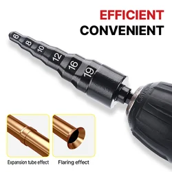 LIDIAO Step Drill Bit Copper Tube Expander Air Conditioner Copper Pipe Swaging Tools Drill Bit Copper Tubing Repairing Tools