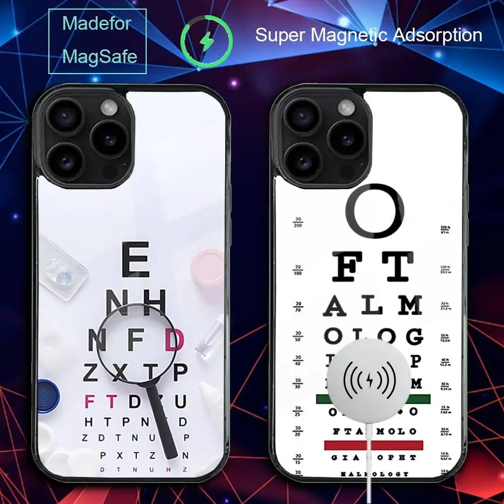 

Phone Case For iPhone 17,16,15,14,13,12,11,Pro,Max,Plus,Mini,SE4,E Magnetic Medical Eye Vision Chart Magsafe Wireless Charging