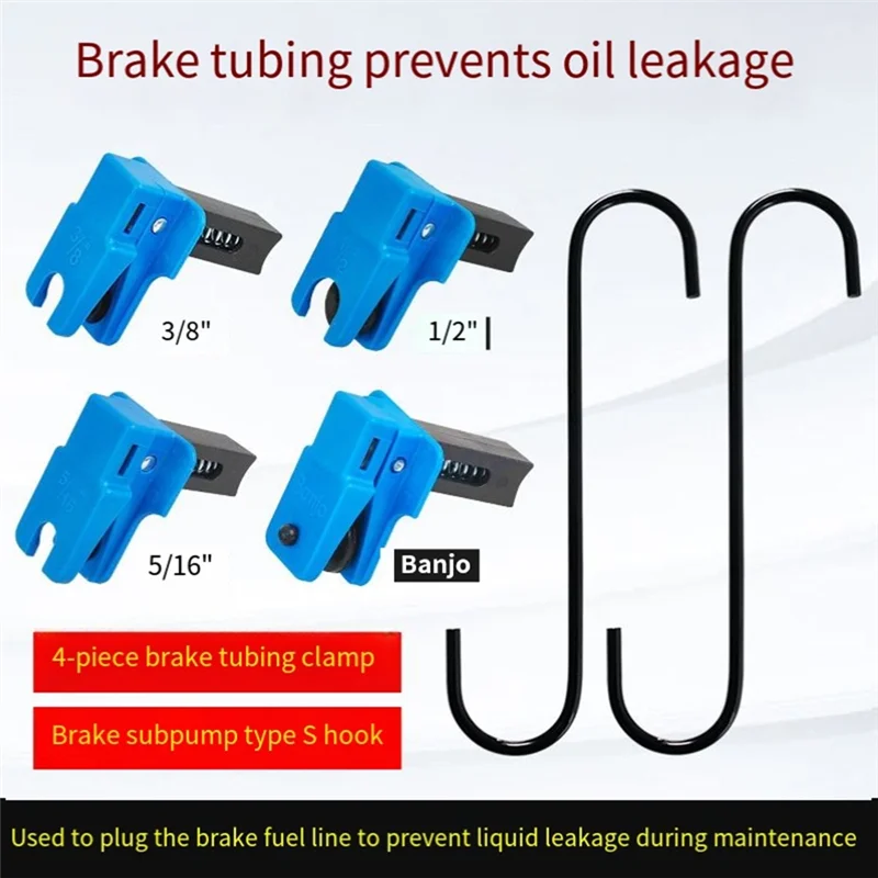A15Q-Auto Steel Line Stopper Kit Brake Line Service Tool Brake Fluid Line Clamp Tool With Caliper Hanger Set A/C Line Service To