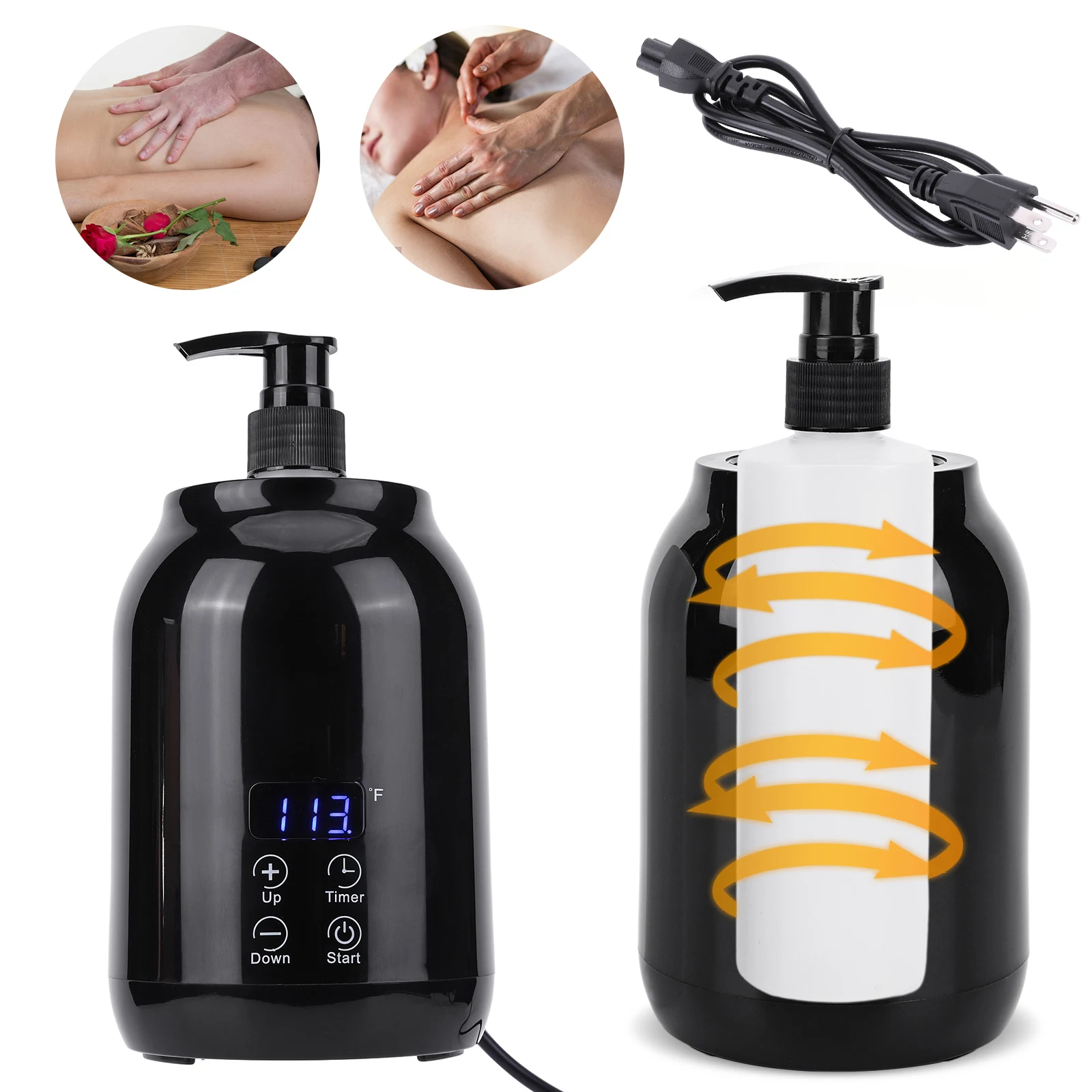 Massage Oil Warmer Massage Oil Heater LED Display Lotion Warmer Fast Heat Lotion Warmer 2 Heat Modes With Timer for Lotion Cream