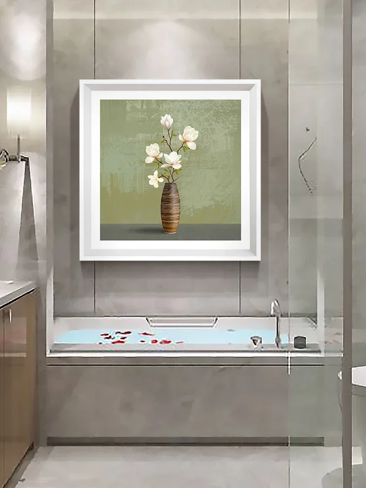 Toilet waterproof decorative painting modern simple flower moisture-proof toilet bathroom without punching holes and nails